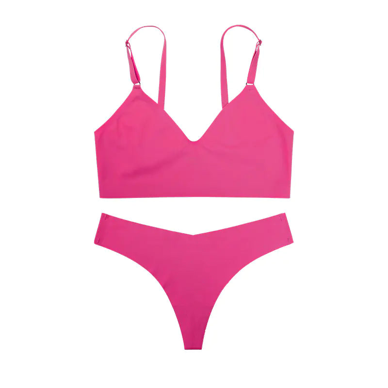Sexy Lingerie Set with V-Neck Thong and Comfort Bra