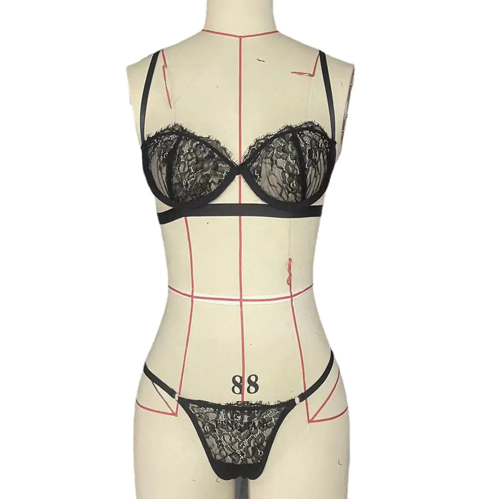 Cross-Border Sexy Lingerie with Underwire and Sheer Design