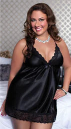 Plus Size Satin & Lace Lingerie Set