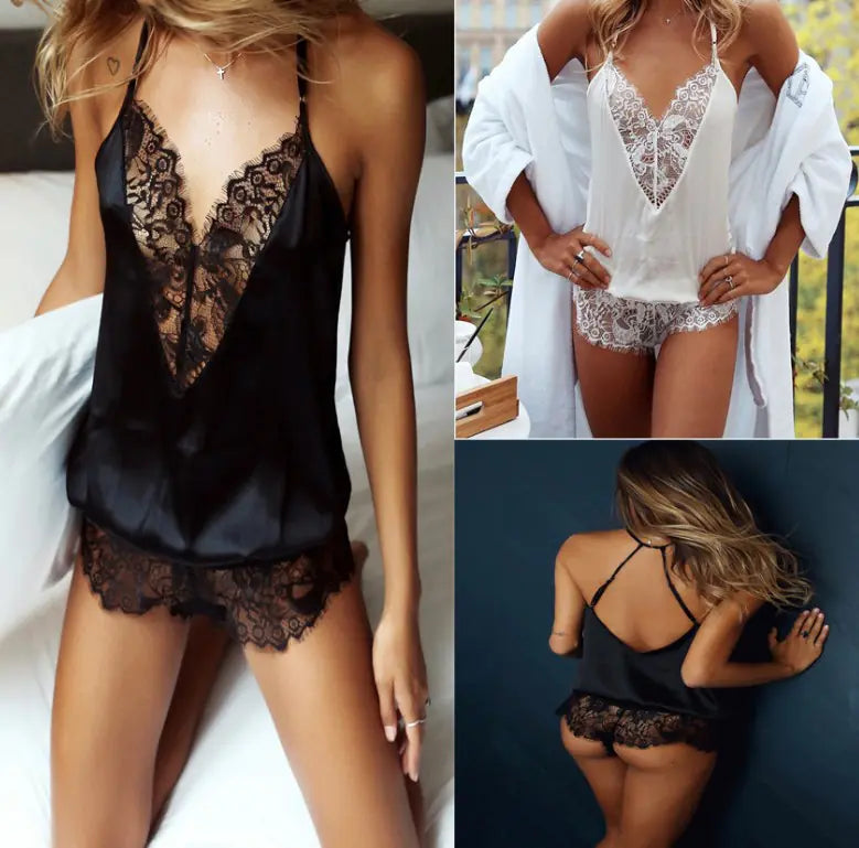 Sexy V-Neck Lace Bodysuit