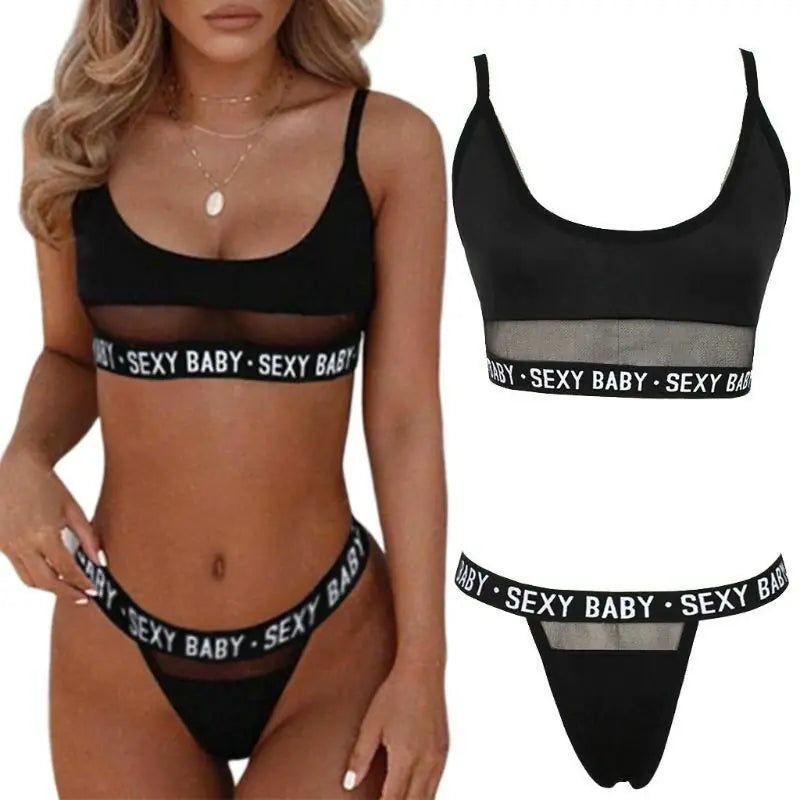 New Women's Lace Letter Lingerie Set (Wholesale)