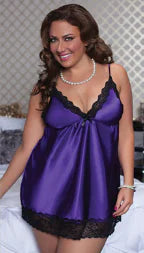 Plus Size Satin & Lace Lingerie Set