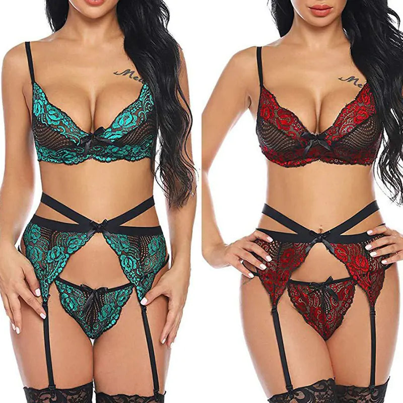 Lace Sexy Lingerie Set for Women -Three-Piece