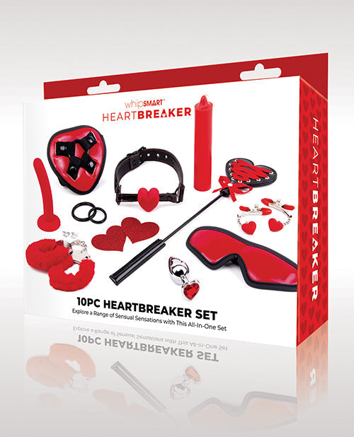 10-piece Heartbreaker product set packaging with red and black items on a white background