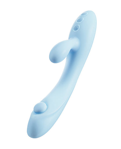 Light blue plastic handle on a white background