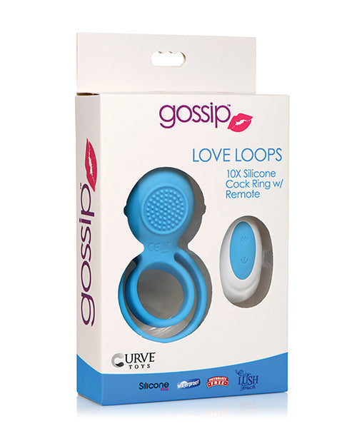 Gossip Curve Toys Love Loops packaging with blue silicone product on a white background