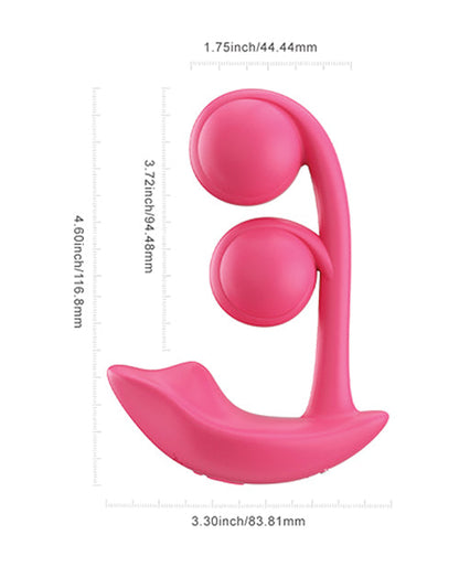 Pink silicone product with dimensions on a white background