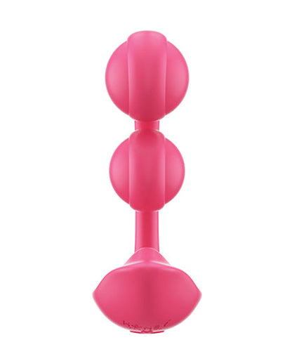 Pink double-ended dumbbell on a white background