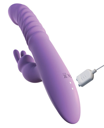 Purple electronic device with a control unit on a white background