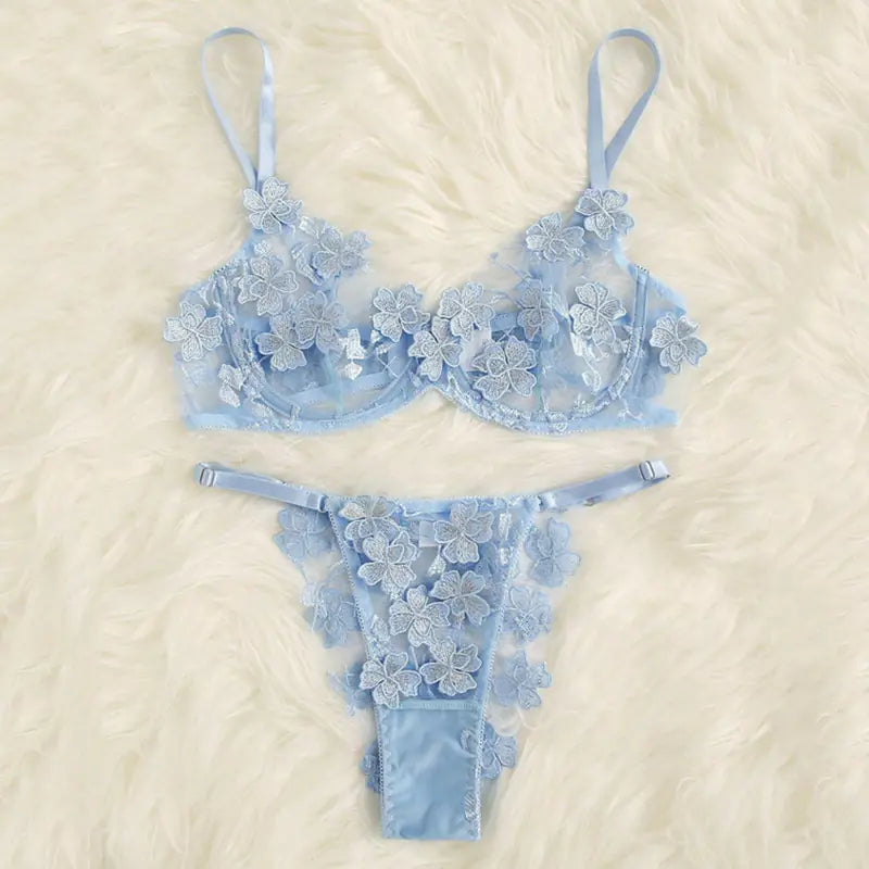 Lace Embroidered Floral Lingerie Set for Women