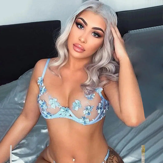 Lace Embroidered Floral Lingerie Set for Women