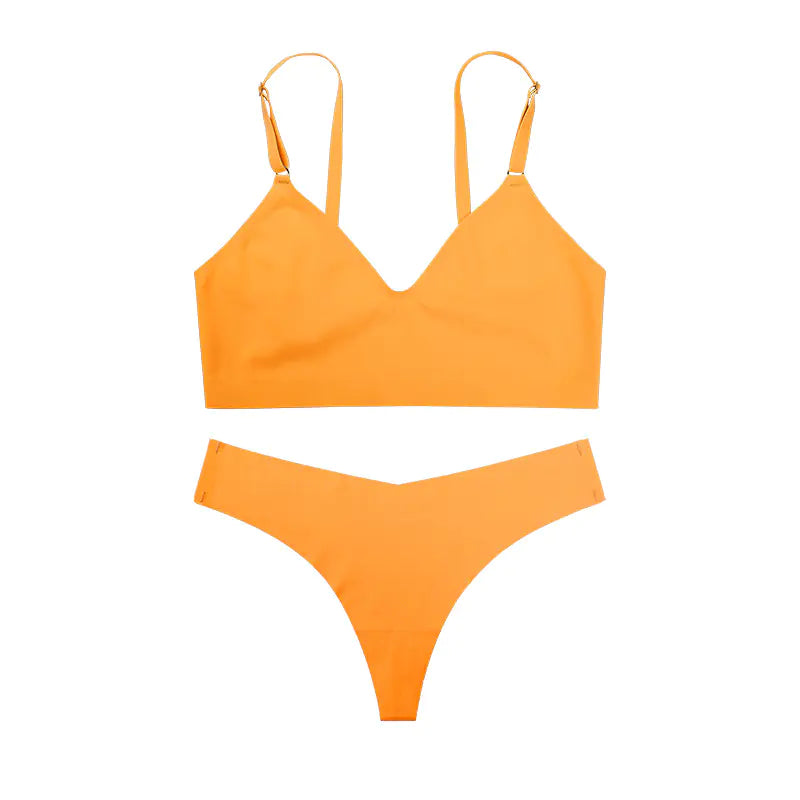 Sexy Lingerie Set with V-Neck Thong and Comfort Bra