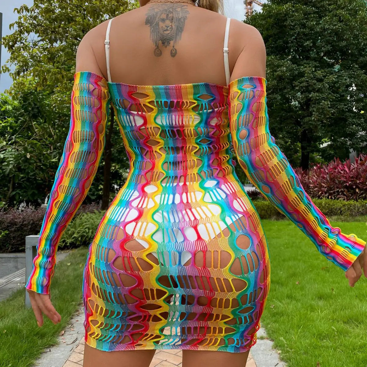 Rainbow Color Lingerie and Skirt Set (3 Pieces)