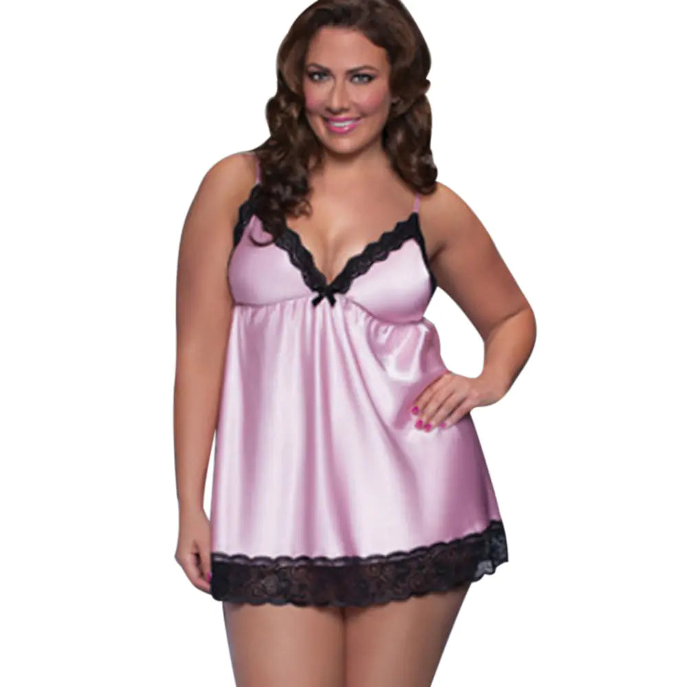 Plus Size Satin & Lace Lingerie Set