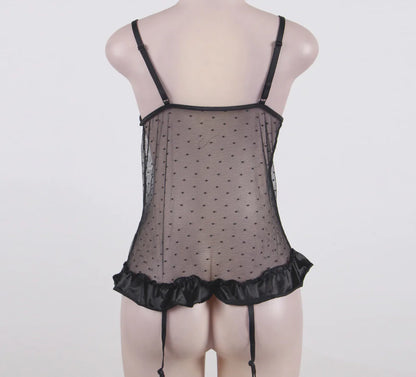 Lace Bodysuit and Lingerie Sleepwear Set