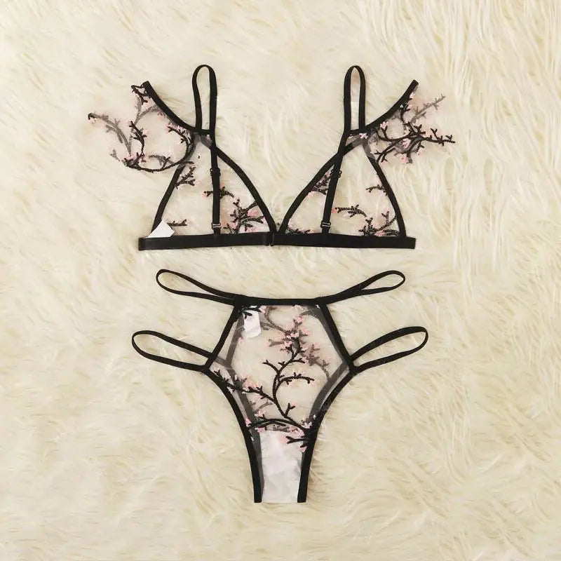 Lingerie Set with Embroidered Lace Details