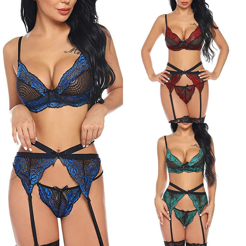 Lace Sexy Lingerie Set for Women -Three-Piece