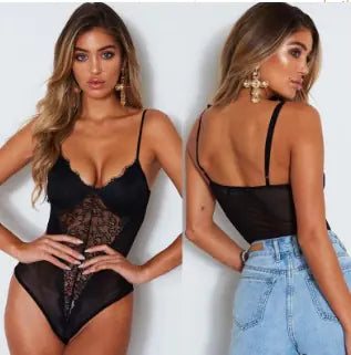Lace Backless Lingerie Bodysuit for Women