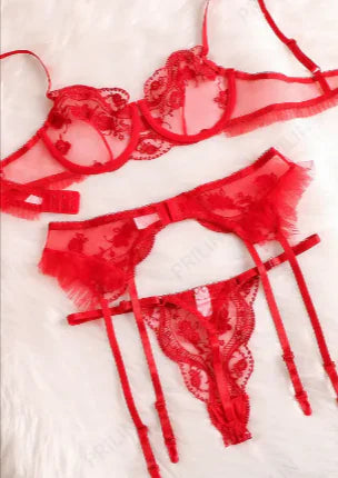 Elegant Red Lace Lingerie Set
