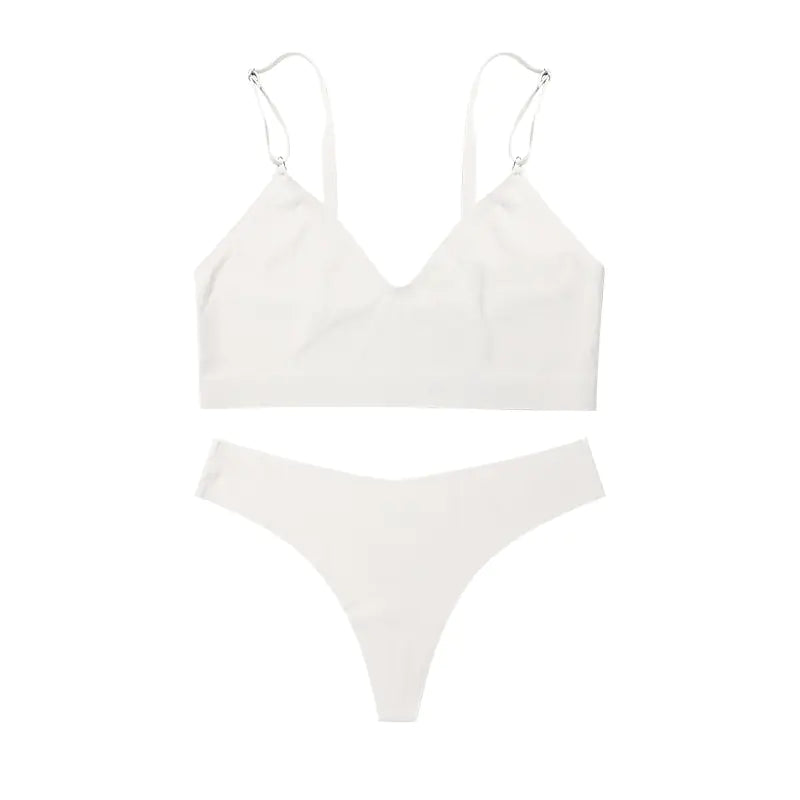 Sexy Lingerie Set with V-Neck Thong and Comfort Bra