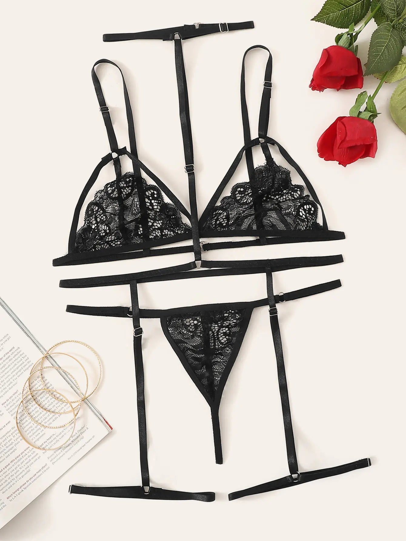 Lingerie Set with Neck and Leg Rings