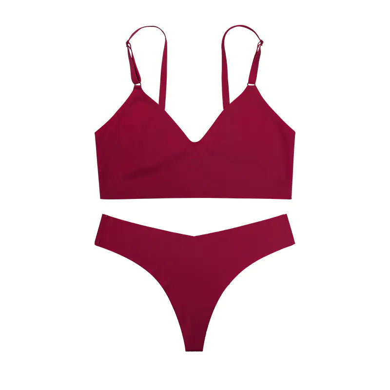 Sexy Lingerie Set with V-Neck Thong and Comfort Bra
