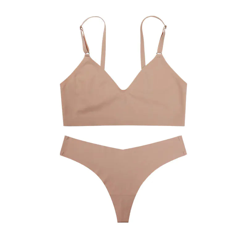 Sexy Lingerie Set with V-Neck Thong and Comfort Bra