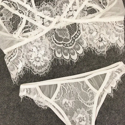 Lace underwear set on a dark background