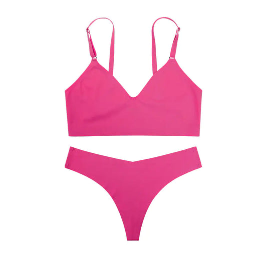 Sexy Lingerie Set with V-Neck Thong and Comfort Bra