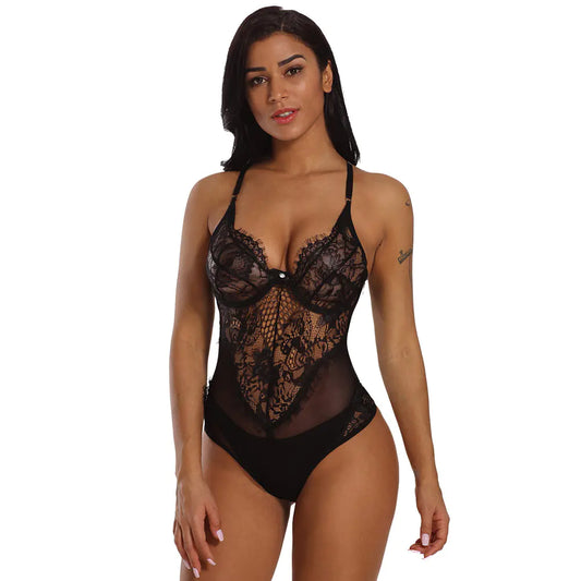 Lace and Sheer Sexy Bodysuit