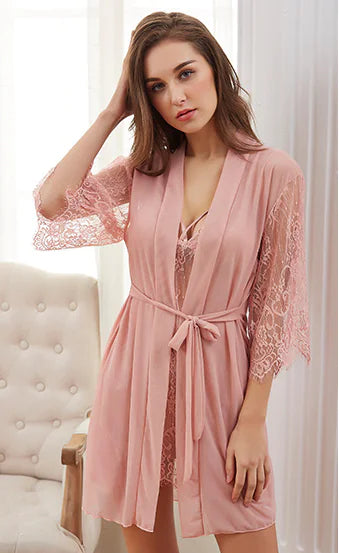 Lace Sheer Sexy Lingerie Sleepwear Set