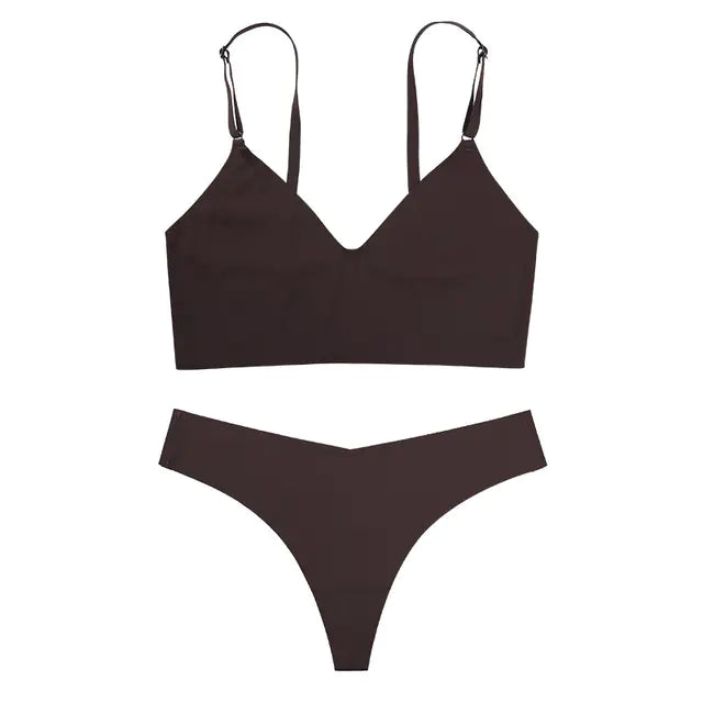 Women’s Seamless Ice Silk Bra and Thong Lingerie Set