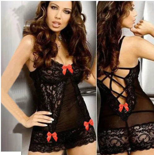 Lace Bow Lingerie Set with Butterfly Design